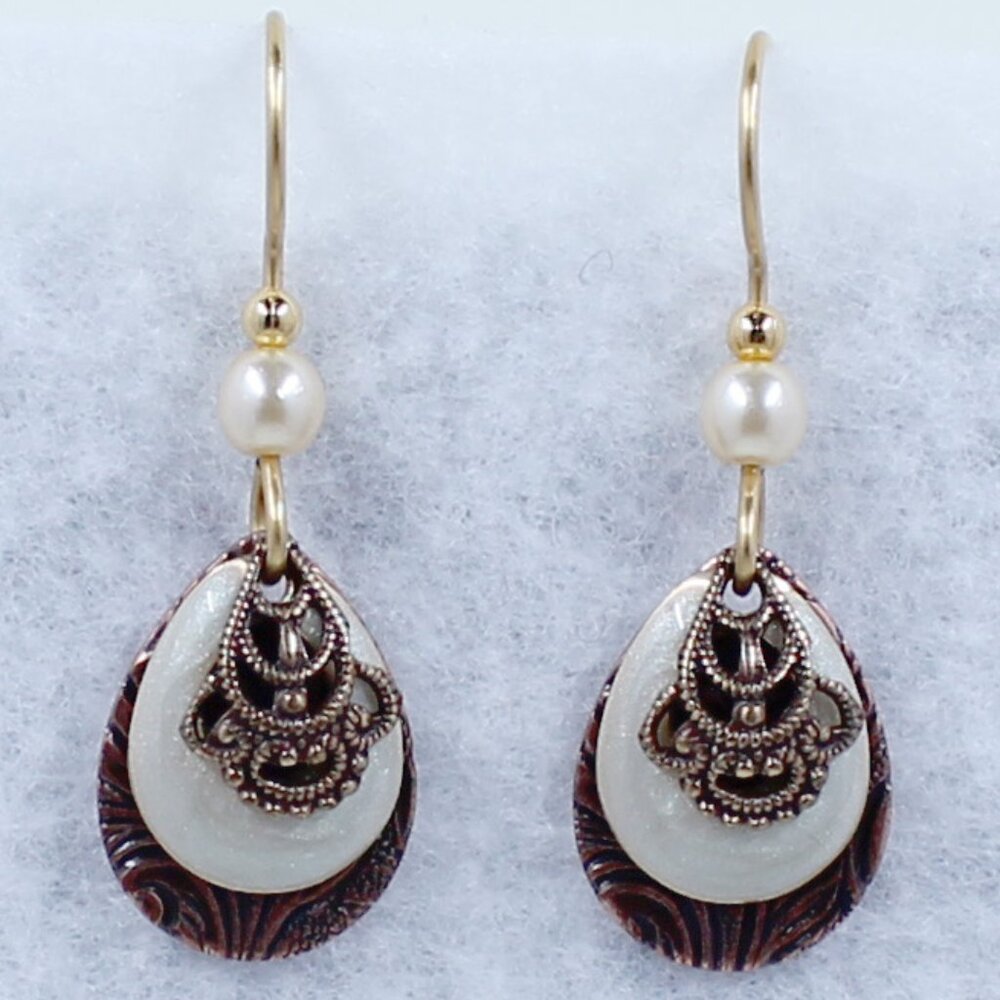 3 Layer Drop Dangle Fish Hook Style Pierced Earrings